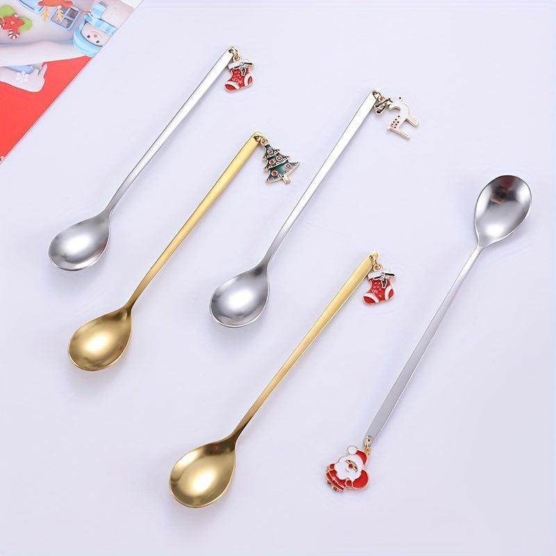4pcs Christmas Spoon Set Stainless Steel Coffee Fruit Soup Gift