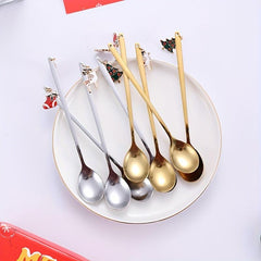 4pcs Christmas Spoon Set Stainless Steel Coffee Fruit Soup Gift