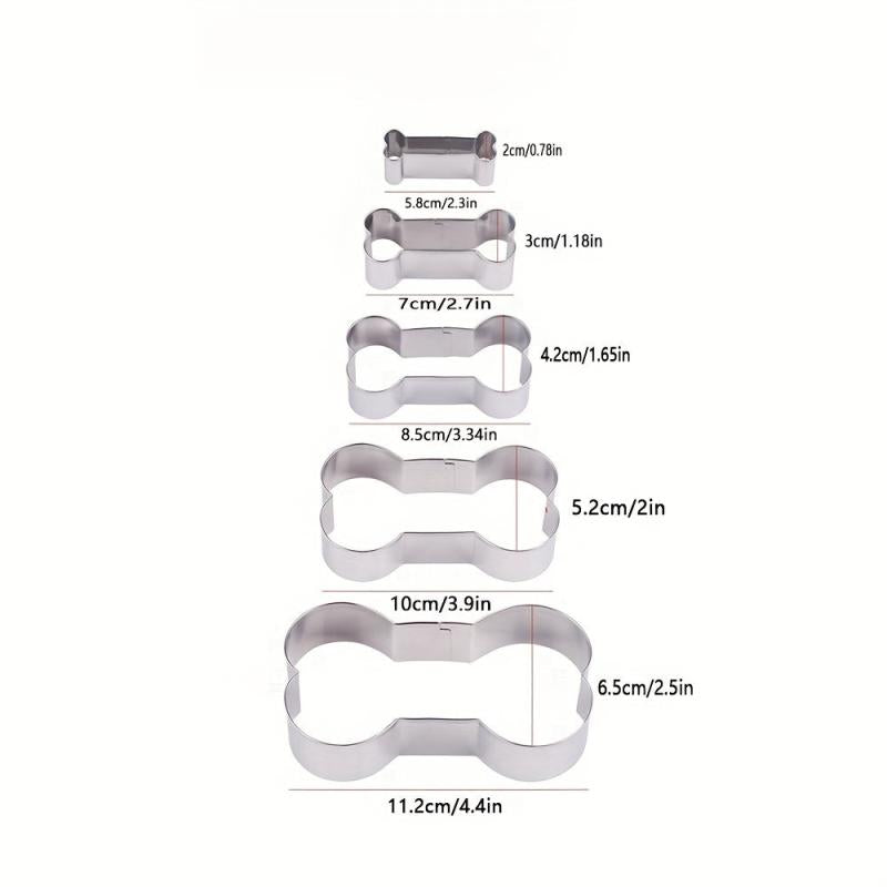 5pcs Dog Bone Cookie Cutters Stainless Steel Pastry Cartoon Biscuit Molds