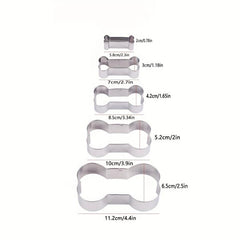 5pcs Dog Bone Cookie Cutters Stainless Steel Pastry Cartoon Biscuit Molds