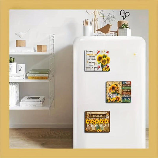 3pcs Sunflower Fridge Magnets for Home Gift and Decoration