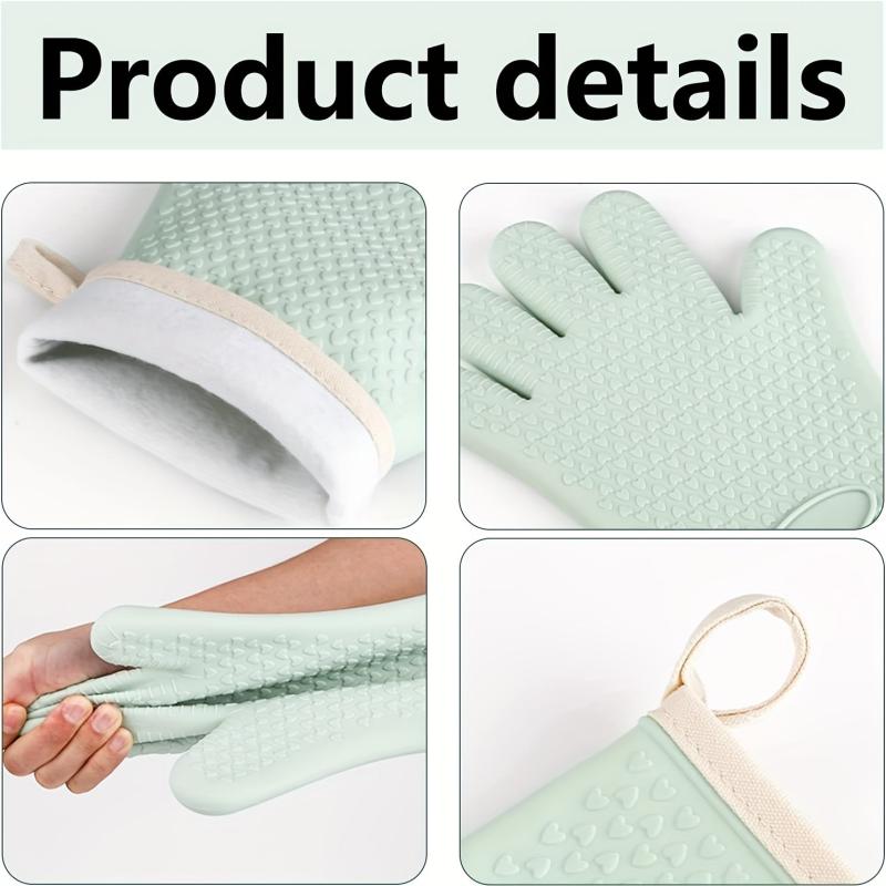 Silicone Oven Mitts Heat Resistant Grilling Gloves Non Slip Heat Gloves