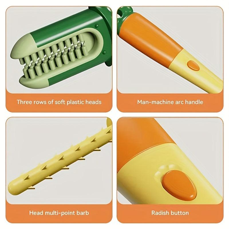 3-in-1 Carrot Brush Long Handle Cup Brush with Removable Cup Cover and Sponge