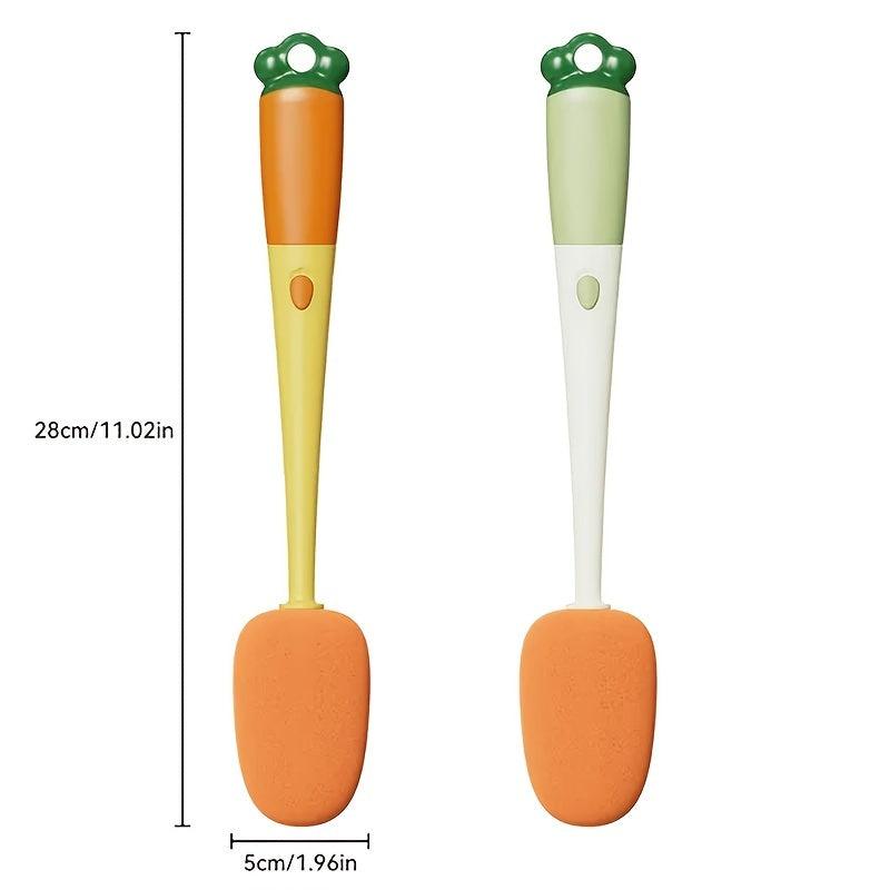 3-in-1 Carrot Brush Long Handle Cup Brush with Removable Cup Cover and Sponge