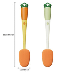3-in-1 Carrot Brush Long Handle Cup Brush with Removable Cup Cover and Sponge