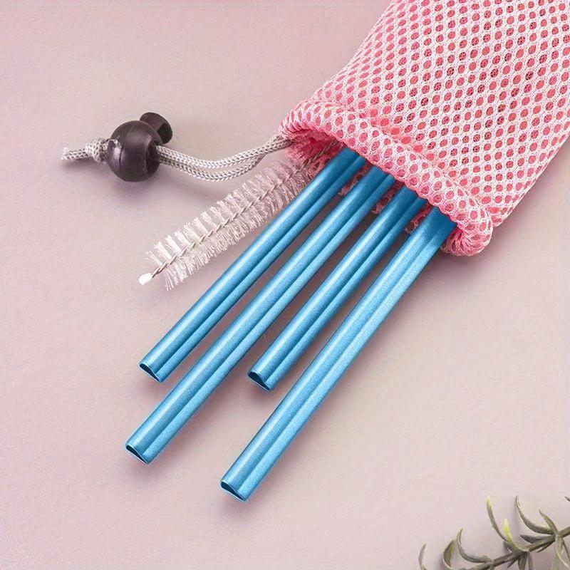 8pcs Stainless Steel Heart Straw, Long Drink Portable Kitchen Tools