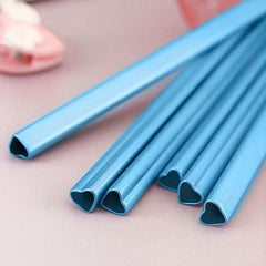 8pcs Stainless Steel Heart Straw, Long Drink Portable Kitchen Tools