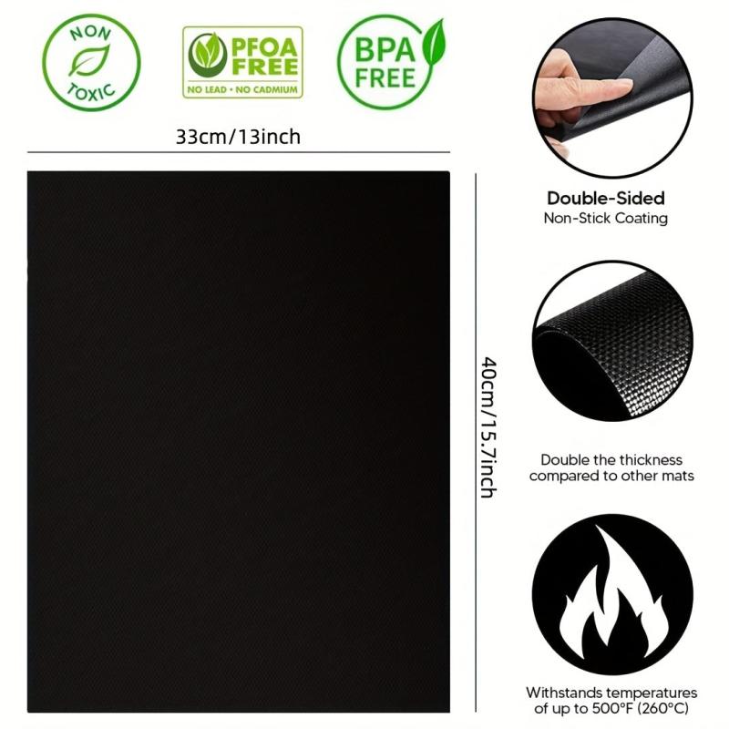 2pcs Oven Liner Grill Mats Non Stick Reusable Liner Heat Insulation Mat