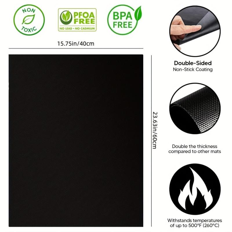 2pcs Oven Liner Grill Mats Non Stick Reusable Liner Heat Insulation Mat