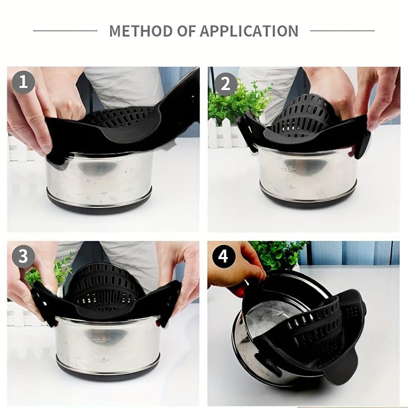 Silicone Pot Strainer Clip Kitchen Colander Easy Food Strainers Filter