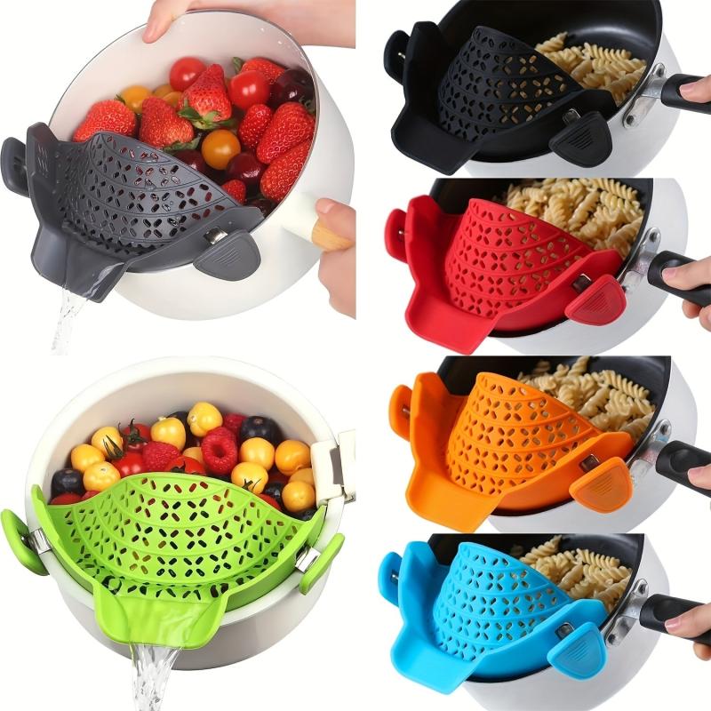 Silicone Pot Strainer Clip Kitchen Colander Easy Food Strainers Filter