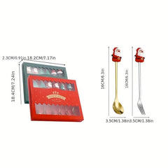6pcs Stainless Steel Fruit Fork Set Christmas Ornaments