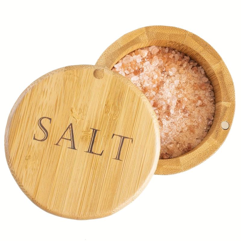 Bamboo Salt Box 6oz with Lid for Spices and Salt Kitchen Gadget