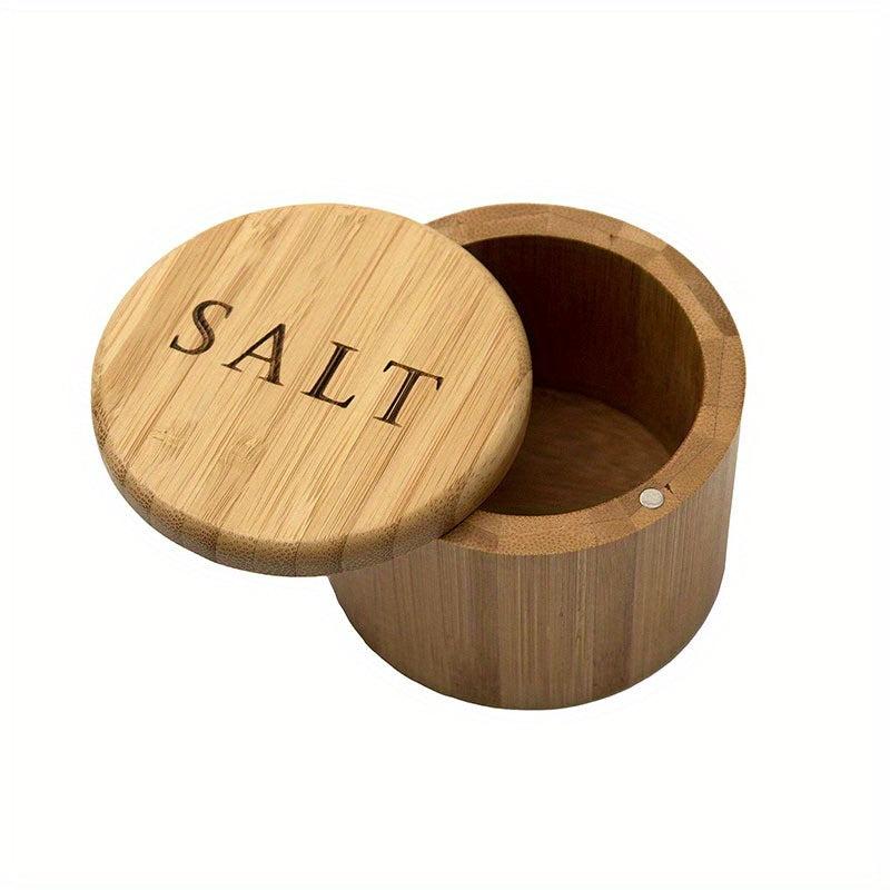 Bamboo Salt Box 6oz with Lid for Spices and Salt Kitchen Gadget