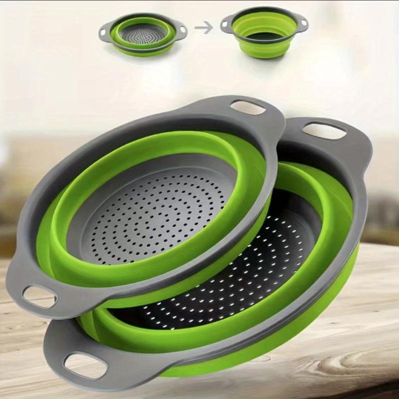 2pcs Collapsible Colander Foldable Colander Vegetable Washing Basket Strainer