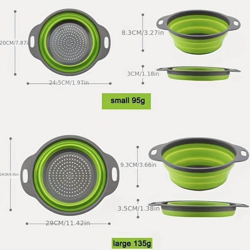 2pcs Collapsible Colander Foldable Colander Vegetable Washing Basket Strainer