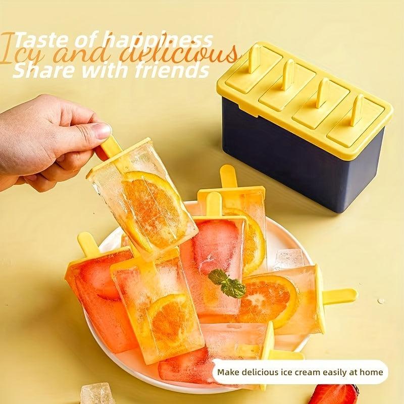 4 Cavity Ice Cream Mold BPA Popsicle Mold Reusable Easy Release Ice Pop Maker