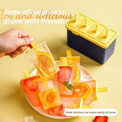 4 Cavity Ice Cream Mold BPA Popsicle Mold Reusable Easy Release Ice Pop Maker