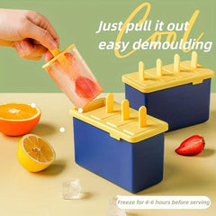 4 Cavity Ice Cream Mold BPA Popsicle Mold Reusable Easy Release Ice Pop Maker