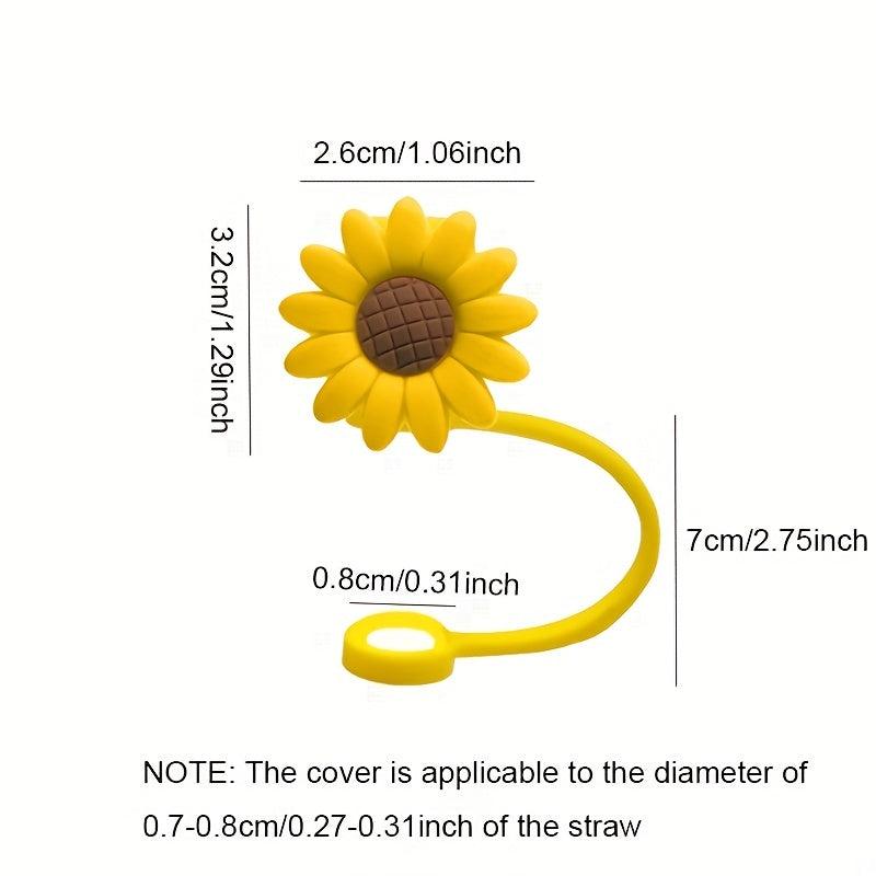 Reusable Straw Tips Cover Sunflower Pattern Dust-proof Plug