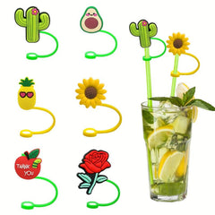 Reusable Straw Tips Cover Sunflower Pattern Dust-proof Plug