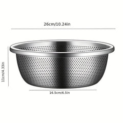Stainless Steel Double Layer Colander Basket Set - Large Capacity, Reusable