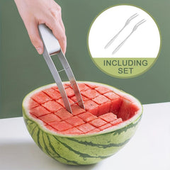 3pcs Watermelon Slicer Stainless Steel Cutter Divider Reusable with 2 Forks