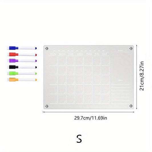 Dry Erase Fridge Magnetic Calendar Board with 6 Markers