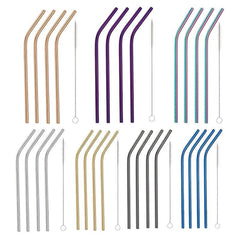 4pcs Stainless Steel Straw with Brush - Portable & Ideal for Coffee Milk Tea