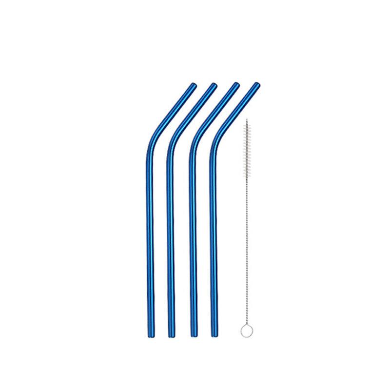 4pcs Stainless Steel Straw with Brush - Portable & Ideal for Coffee Milk Tea
