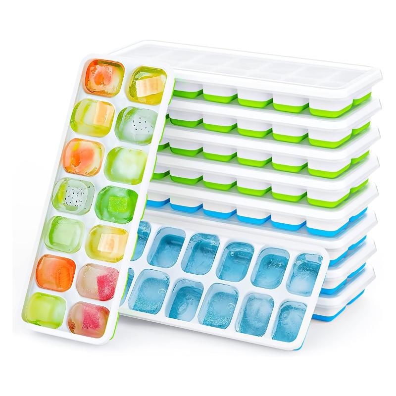 Silicone Ice Cube Tray With Lid 14 Holes Ice Pack For Cocktails Whiskey