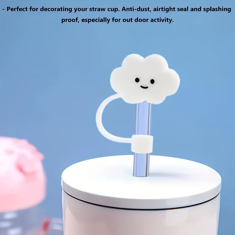 Cloud Straw Covers Silicone Reusable Drinking Straw Toppers