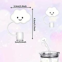 Cloud Straw Covers Silicone Reusable Drinking Straw Toppers