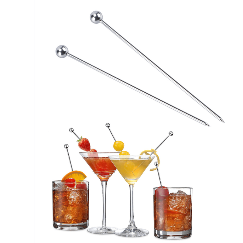 2pcs Stainless Steel Cocktail Sign & Stirring Tool Set for Mixing Cocktails Wine