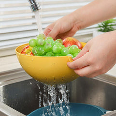 1pc Double Layer Drainage Basket Fruit And Vegetable Storage Basket