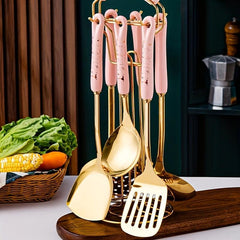 7pcs Kitchen Utensils Set Nordic Light Cooking Shovel Spoon Ceramic Handle