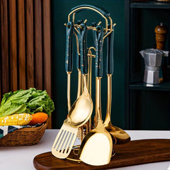 7pcs Kitchen Utensils Set Nordic Light Cooking Shovel Spoon Ceramic Handle