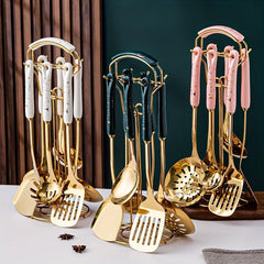 7pcs Kitchen Utensils Set Nordic Light Cooking Shovel Spoon Ceramic Handle