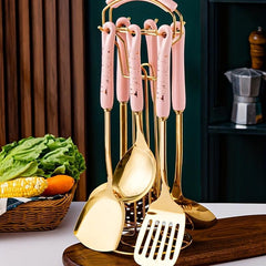 7pcs Kitchen Utensils Set Nordic Light Cooking Shovel Spoon Ceramic Handle