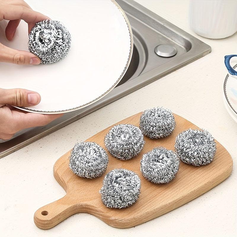 6pc Steel Wool Scrubbers for Kitchen Cleaning - Ideal for Pots Pans Dishes Sink