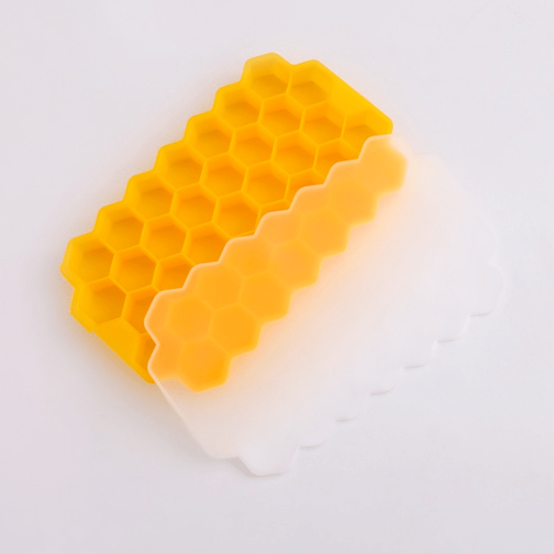37-Cavity Honeycomb Ice Cube Trays Silicone Mold BPA-Free with Lid