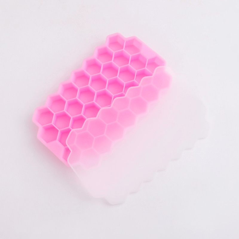37-Cavity Honeycomb Ice Cube Trays Silicone Mold BPA-Free with Lid