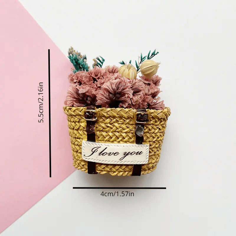 3pcs Flower Basket Fridge Magnets Kitchen Decor Adhesive Refrigerator Stickers