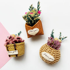 3pcs Flower Basket Fridge Magnets Kitchen Decor Adhesive Refrigerator Stickers