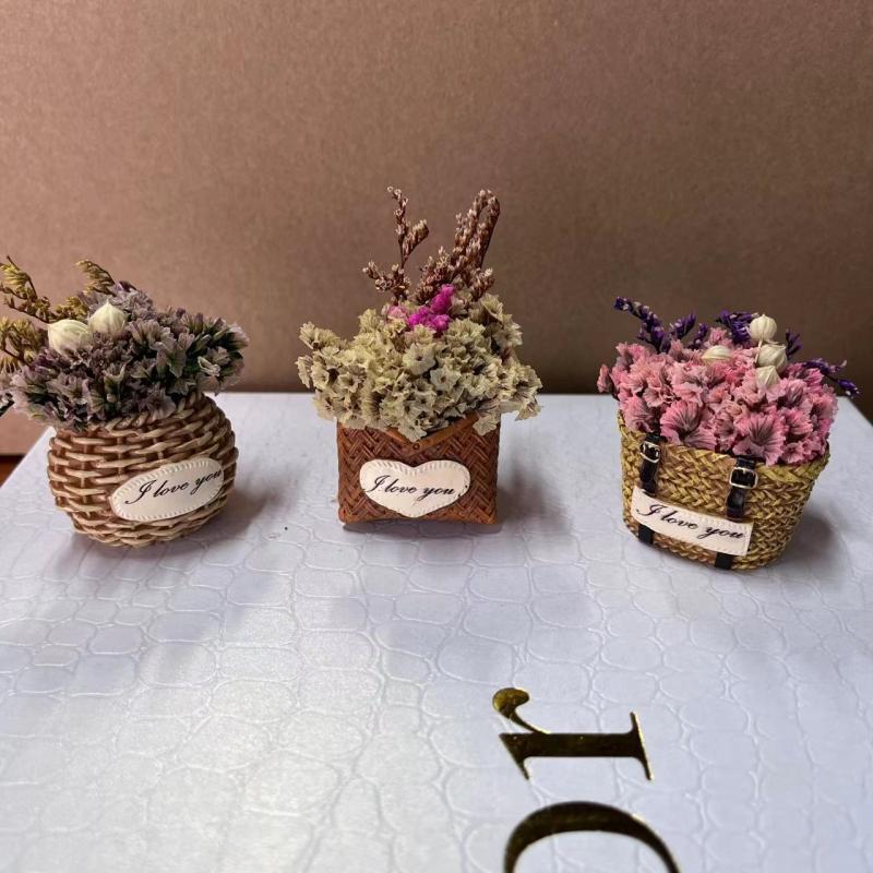 3pcs Flower Basket Fridge Magnets Kitchen Decor Adhesive Refrigerator Stickers