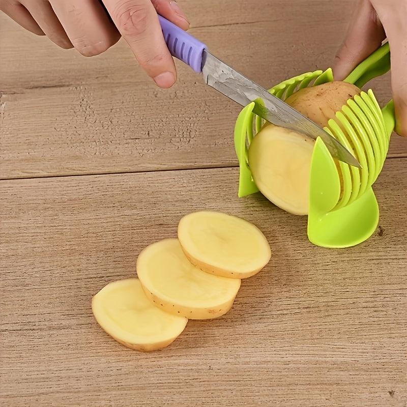 1pc Tomato Slicer Tool Lemon Cutter Holder Round Fruit Tongs