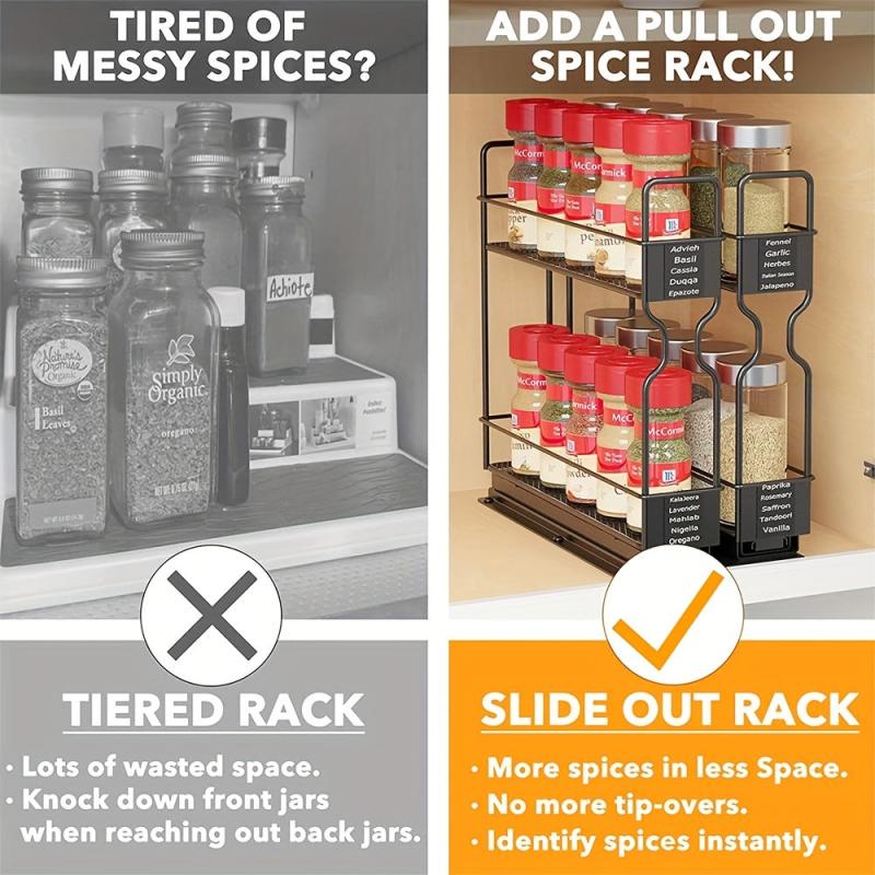 Pull Out Spice Rack Kitchen Organization Under Sink Organizer
