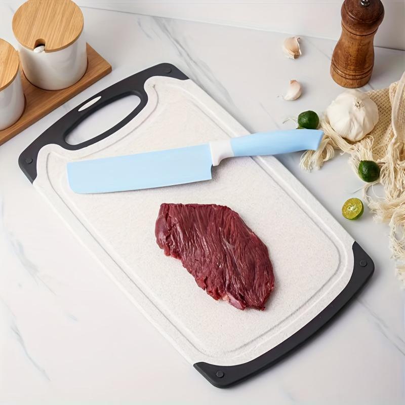 3pcs Plastic Cutting Board Set with Juice Groove & Easy Grip Handle