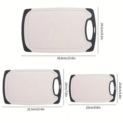 3pcs Plastic Cutting Board Set with Juice Groove & Easy Grip Handle