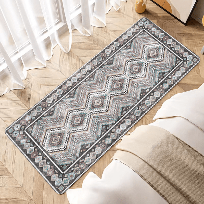 Geometric Pattern Kitchen Rugs Boho Absorbent Non Slip Cushioned Stain Resistant